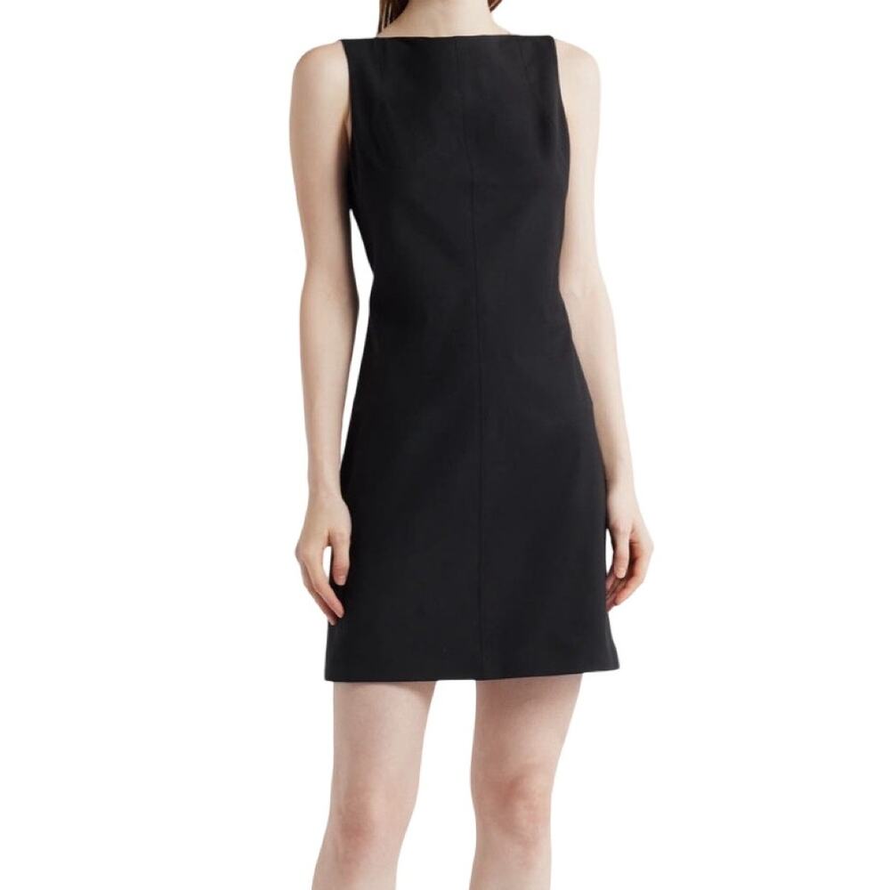 Theory boat neck stretch wool minidress black size 12